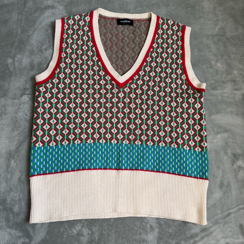 Othermix Colorful Geometric Knit Vest, Size small